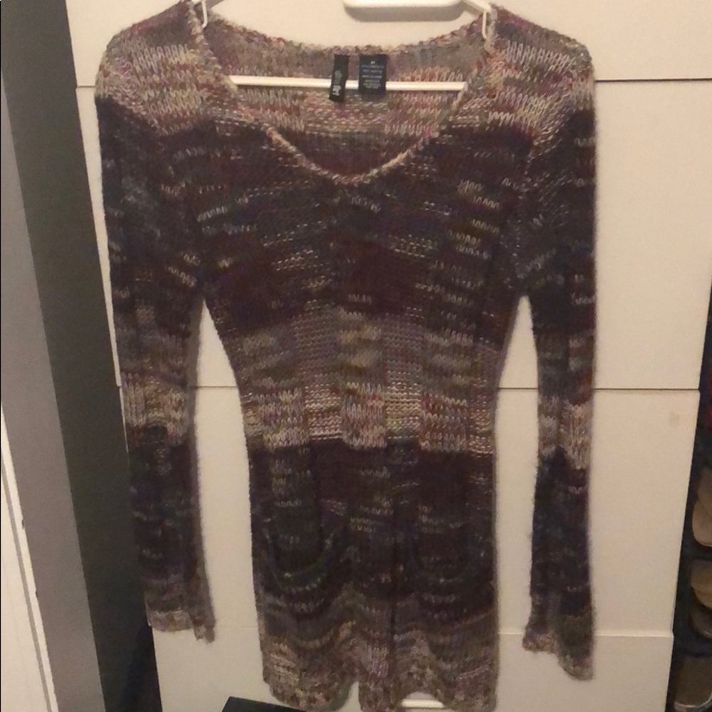 Long purple multicolored sweater